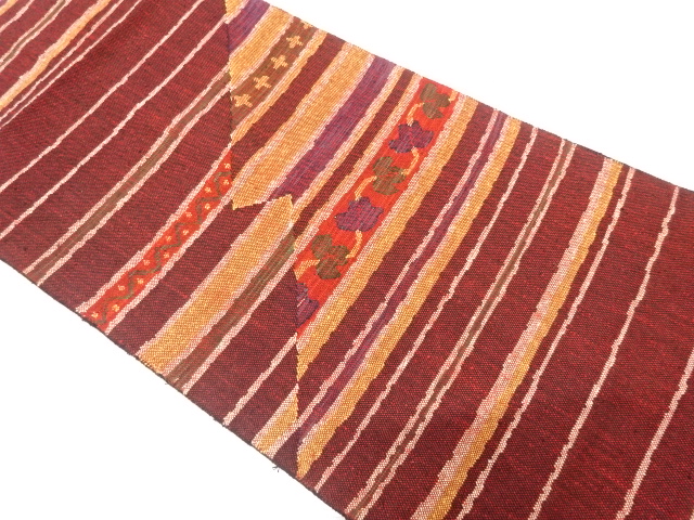 JAPANESE NAGOYA OBI / MAWATA TSUMUGI / WOVEN  IVY LEAVES